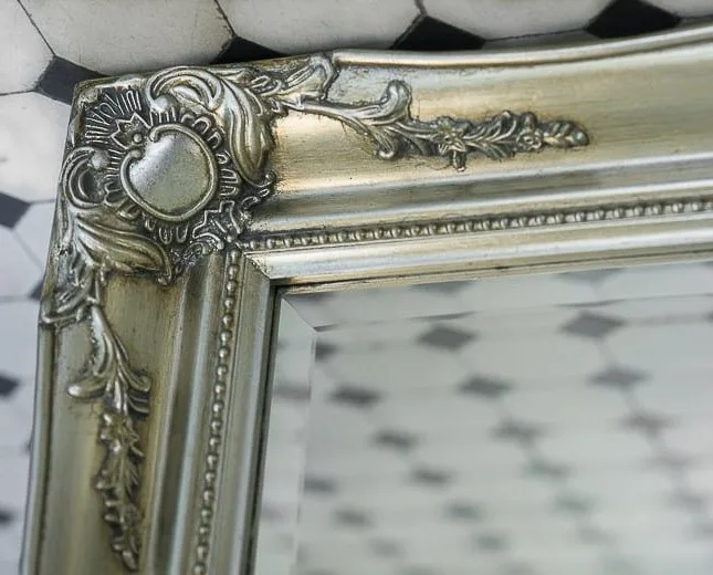 Silver ornate frame corner