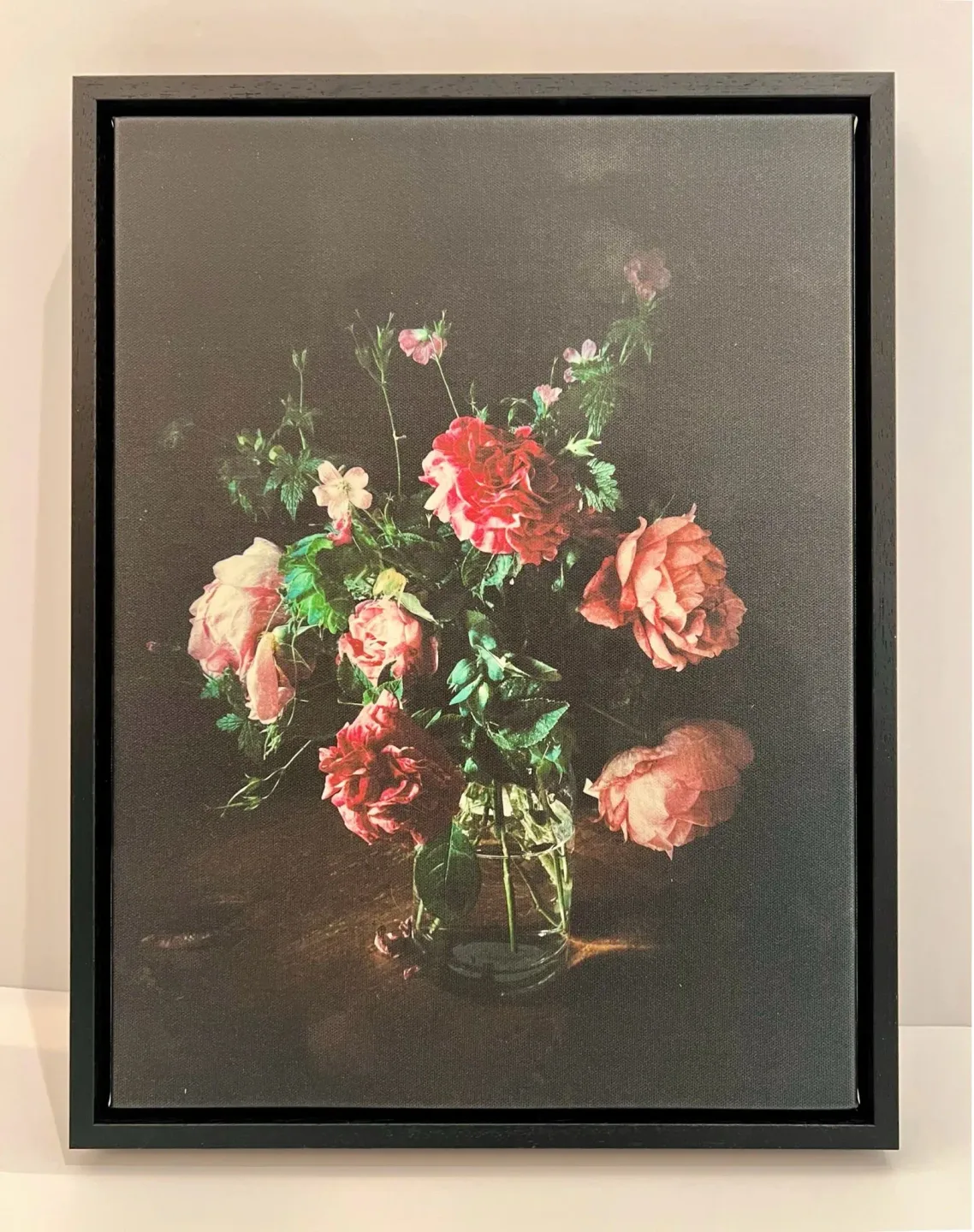 Black tray frame with floral painting