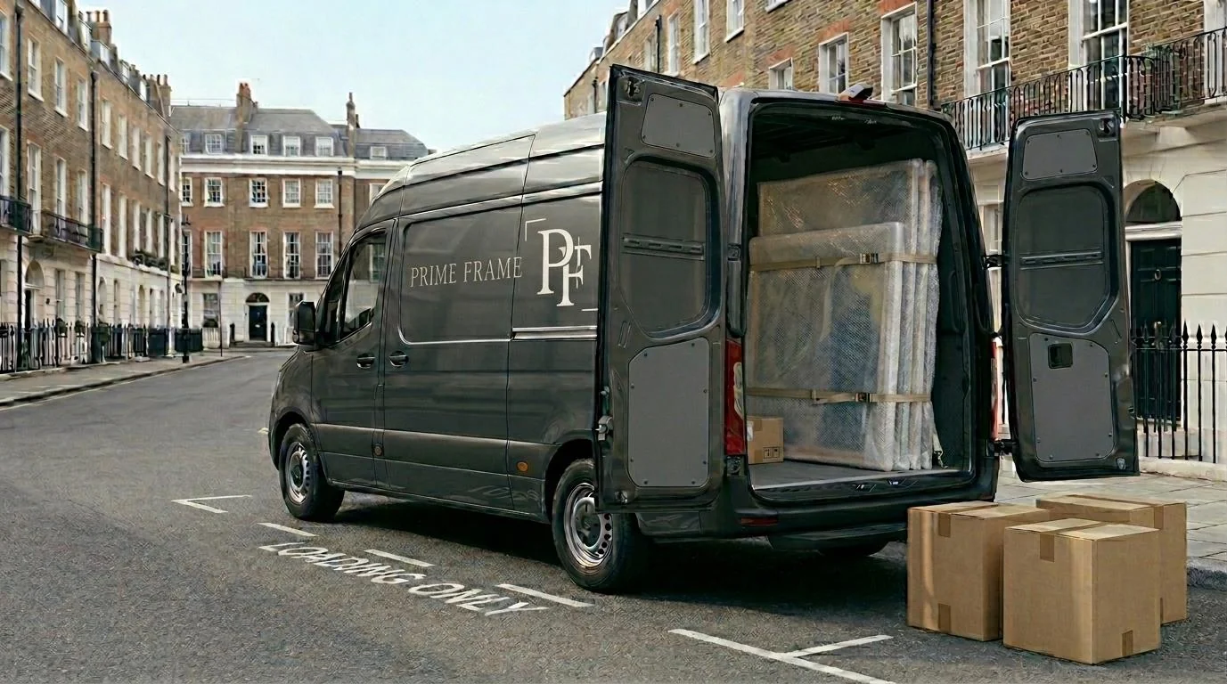 Prime Frame delivery van on a London street